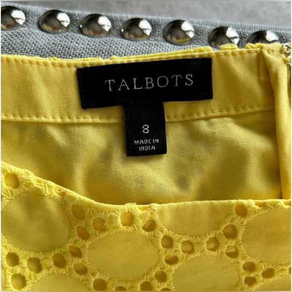 Talbots Yellow Eyelet Dress Size 8 - Picture 6 of 11